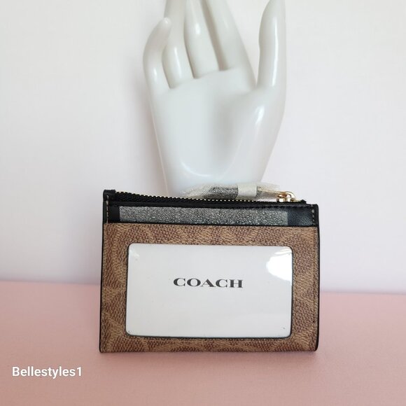 COACH Mini Skinny ID Case In Signature Canvas With Floral Print- Tan Multi 🎈⭐ - Picture 2 of 15